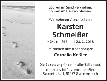 Anzeige von Karsten Schmeißer von  Anzeigen Echo 