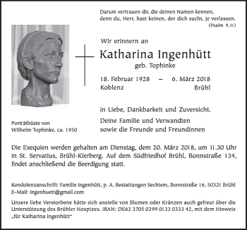Anzeige von Katharina Ingenhütt von  Schlossbote/Werbekurier 