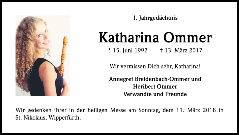  Traueranzeige für Katharina Ommer vom 03.03.2018 aus Kölner Stadt-Anzeiger / Kölnische Rundschau / Express