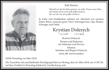 Anzeige von Krystian Dolezych von  Schlossbote/Werbekurier 