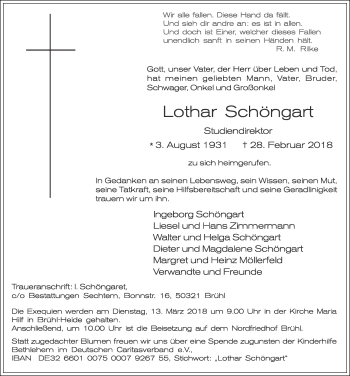 Anzeige von Lothar Schöngart von  Schlossbote/Werbekurier 