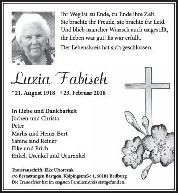 Anzeige von Luzia Fabisch von  Werbepost 