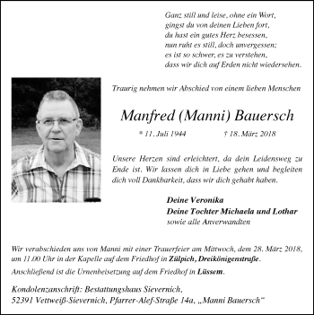 Anzeige von Manfred Bauersch von  Blickpunkt Euskirchen 