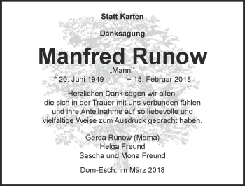 Anzeige von Manfred Runow von  Blickpunkt Euskirchen 