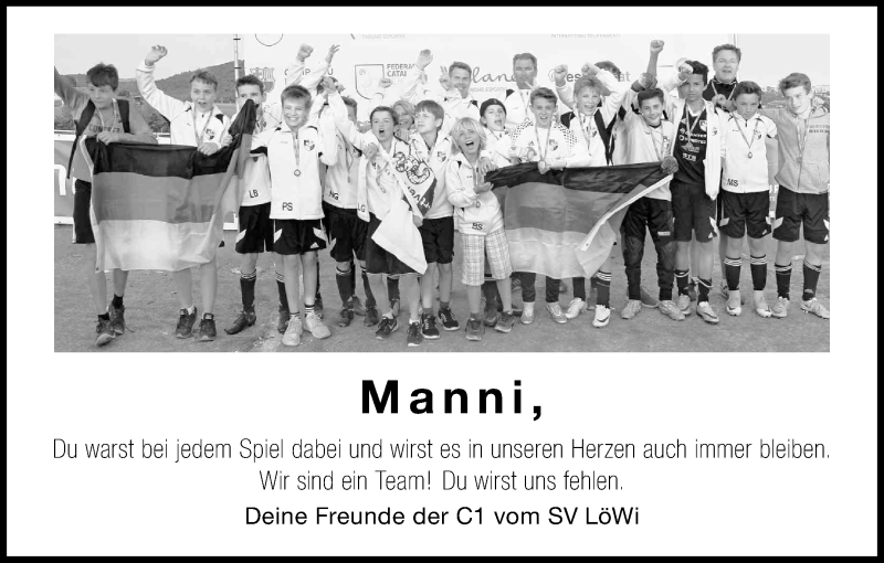  Traueranzeige für Manni  vom 03.03.2018 aus Kölner Stadt-Anzeiger / Kölnische Rundschau / Express