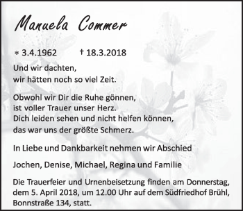 Anzeige von Manuela Commer von  Schlossbote/Werbekurier 