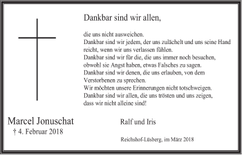 Anzeige von Marcel Jonuschat von  Anzeigen Echo  Lokalanzeiger 