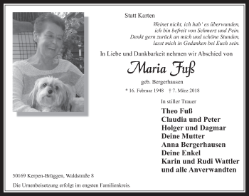 Anzeige von Maria Fuß von  Werbepost 