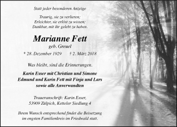 Anzeige von Marianne Fett von  Blickpunkt Euskirchen 