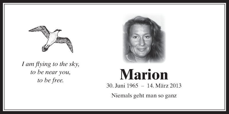  Traueranzeige für Marion Mols vom 14.03.2018 aus  Werbepost 