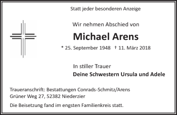 Anzeige von Michael Arens von  Werbepost 
