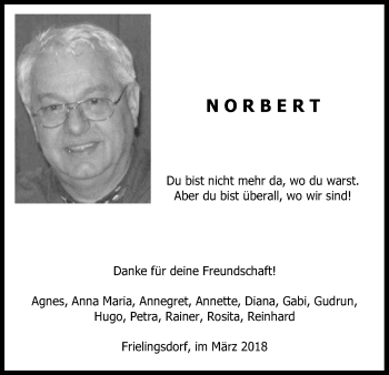 Anzeige von Norbert  von Kölner Stadt-Anzeiger / Kölnische Rundschau / Express
