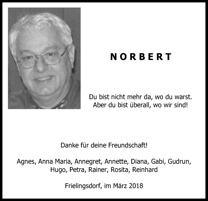 Traueranzeige für Norbert  vom 09.03.2018 aus Kölner Stadt-Anzeiger / Kölnische Rundschau / Express