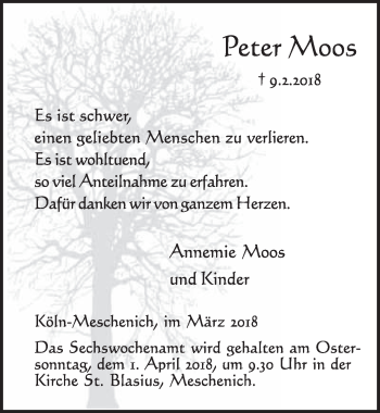 Anzeige von Peter Moos von  Schlossbote/Werbekurier 