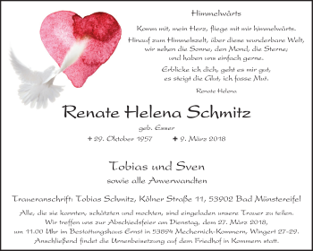 Anzeige von Renate Helena Sckmitz von  Blickpunkt Euskirchen 