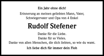 Anzeige von Rudolf Stefener von Kölner Stadt-Anzeiger / Kölnische Rundschau / Express