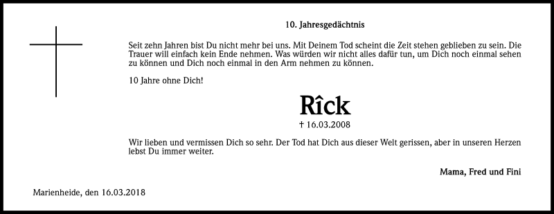  Traueranzeige für Rîck Krause vom 16.03.2018 aus Kölner Stadt-Anzeiger / Kölnische Rundschau / Express