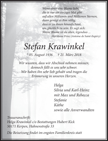 Anzeige von Stefan Krawinkel von  Sonntags-Post 