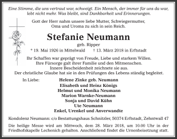 Anzeige von Stefanie Neumann von  Werbepost 