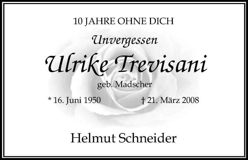  Traueranzeige für Ulrike Trevisani vom 21.03.2018 aus Kölner Stadt-Anzeiger / Kölnische Rundschau / Express