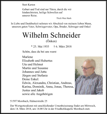 Anzeige von Wilhelm Schneider von Kölner Stadt-Anzeiger / Kölnische Rundschau / Express