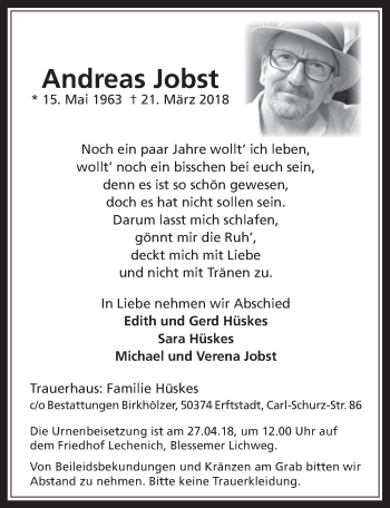 Anzeige von Andreas Jobst von  Werbepost 