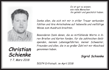 Anzeige von Christian Schienke von  Werbepost 