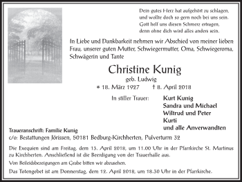 Anzeige von Christine Kunig von  Werbepost 