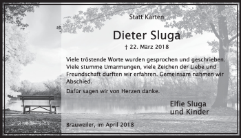 Anzeige von Dieter Sluga von  Sonntags-Post 