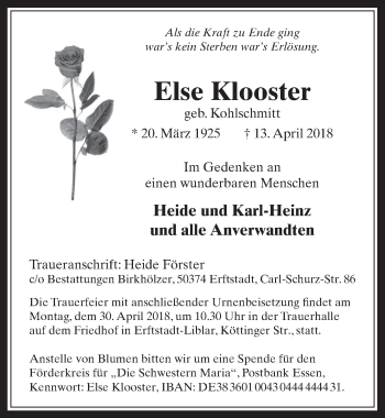 Anzeige von Else Klooster von  Werbepost 