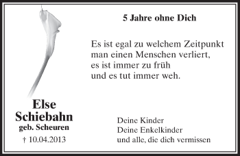Anzeige von Else Schiebahn von  Schlossbote/Werbekurier 
