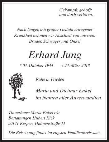 Anzeige von Erhard Jung von  Werbepost 