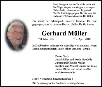 Anzeige von Gerhard Müller von Kölner Stadt-Anzeiger / Kölnische Rundschau / Express