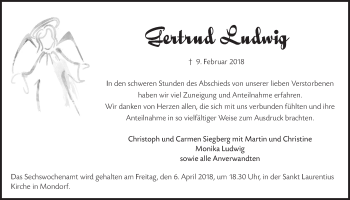 Anzeige von Gertrud Ludwig von  Extra Blatt 