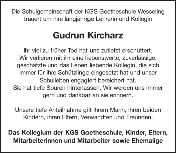 Anzeige von Gudrun Kircharz von  Schlossbote/Werbekurier 