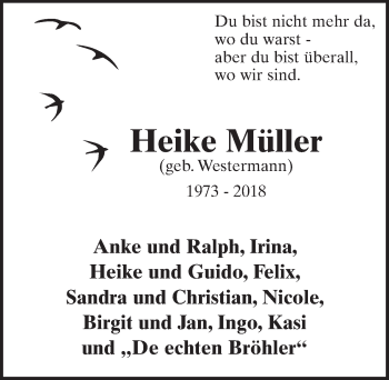 Anzeige von Heike Müller von  Schlossbote/Werbekurier 