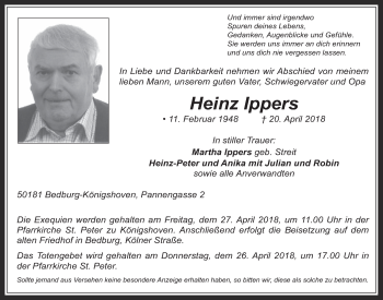 Anzeige von Heinz Ippers von  Werbepost 
