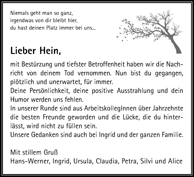  Traueranzeige für Heinz Schiffgen vom 07.04.2018 aus Kölner Stadt-Anzeiger / Kölnische Rundschau / Express
