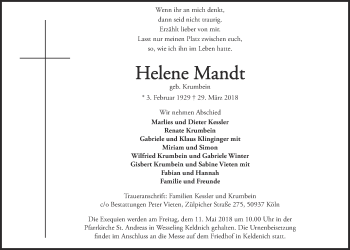 Anzeige von Helene Mandt von  Schlossbote/Werbekurier 