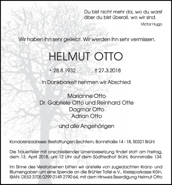 Anzeige von Helmut Otto von  Schlossbote/Werbekurier 