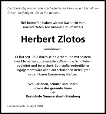 Anzeige von Herbert Zlotos von Kölner Stadt-Anzeiger / Kölnische Rundschau / Express