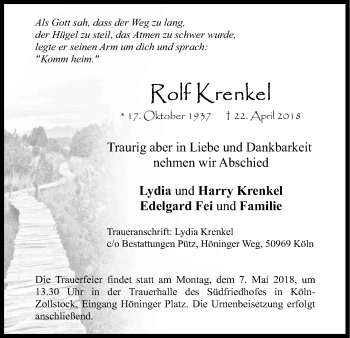 Anzeige von Kolf Krenkel von Kölner Stadt-Anzeiger / Kölnische Rundschau / Express