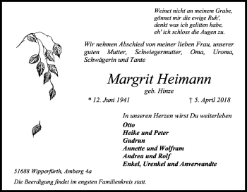 Anzeige von Margrit Heimann von Kölner Stadt-Anzeiger / Kölnische Rundschau / Express
