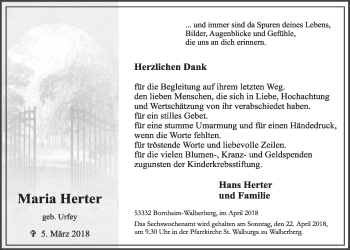 Anzeige von Maria Herter von  Schlossbote/Werbekurier 