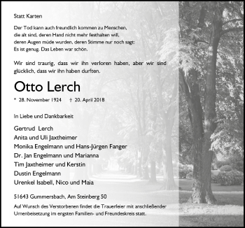 Anzeige von Otto Lerch von  Anzeigen Echo 