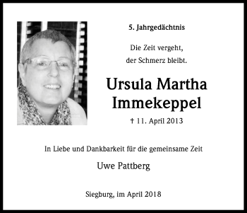 Anzeige von Ursula Martha von Kölner Stadt-Anzeiger / Kölnische Rundschau / Express