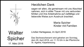 Anzeige von Walter Spicher von Kölner Stadt-Anzeiger / Kölnische Rundschau / Express