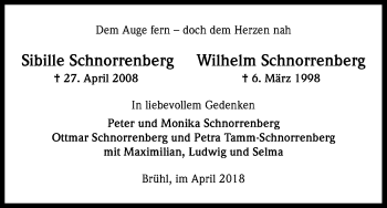 Anzeige von Wilhelm Schnorrenberg von Kölner Stadt-Anzeiger / Kölnische Rundschau / Express