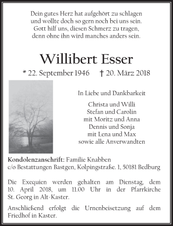 Anzeige von Willibert Esser von  Werbepost 
