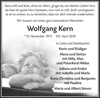 Anzeige von Wolfgang Kern von  Lokalanzeiger 